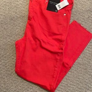 Banana Republic High Rise Skinny Ankle colored jeans.